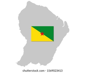 Flag and map of French Guiana