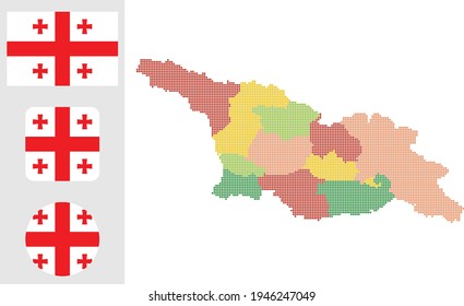 flag map Map and flag of Georgia south ossetia