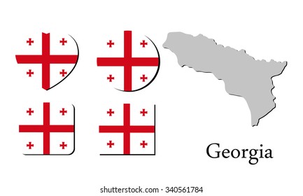 flag and map of georgia, vector illustration, graphic design