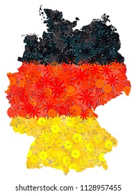 Flag and map of Germany with flowers. Clipping path included in jpeg file