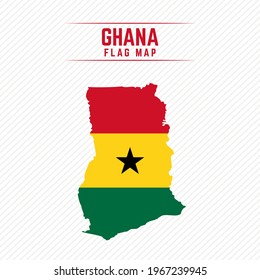 Flag Map of Ghana. Ghana Flag Map