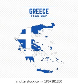 Flag Map of Greece. Greece Flag Map