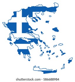 Flag Map Of Greece