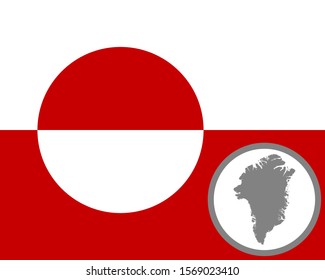 Flag and map of Greenland