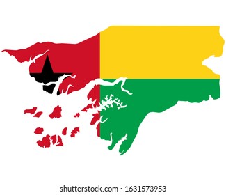 Flag in map of Guinea Bissau