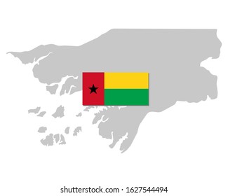 Flag and map of Guinea-Bissau