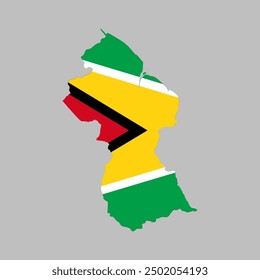 flag map of Guyana. Vector Illustration