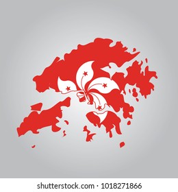 Flag Map of Hong Kong