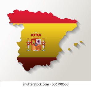 Flag and map icon. Spain europe travel and landmark theme. Colorful design. Vector illustration