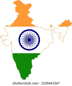 Flag map of India