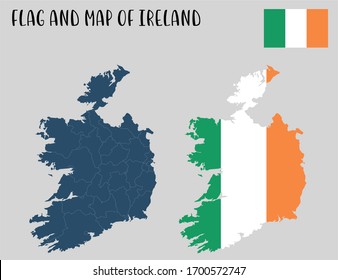 
Bandera y mapa de Irlanda