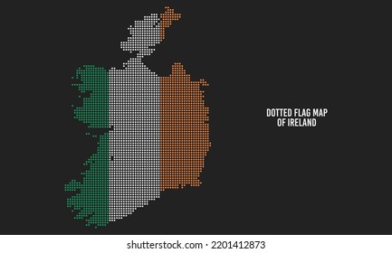 Flag Map of Ireland with Halftone Dotted Effect Style