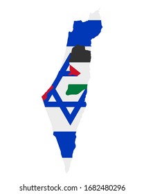 Flagge auf Karte von Israel und Palästina