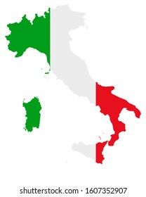 Flag in map of Italy