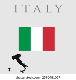 flag and map of Italy