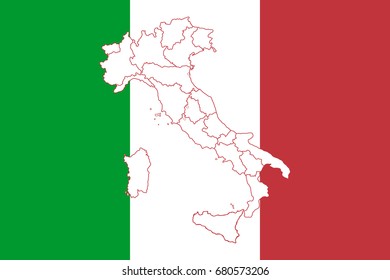 Flag and map of Italy