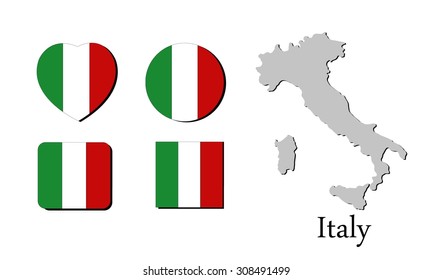flag and map of  Italy, vector illustration, graphic design, flag  Italy, map  Italy