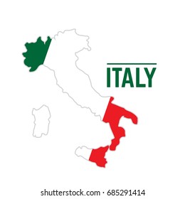 Flag and map of Italy, Vector illustration