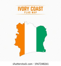 Flag Map of Ivory Coast. Ivory Coast Flag Map