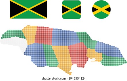 flag map Map and flag of Jamaica