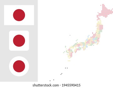flag map Map and flag of Japan