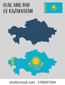Bandera y mapa de Kazajistán