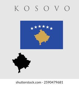 flag and map of Kosovo