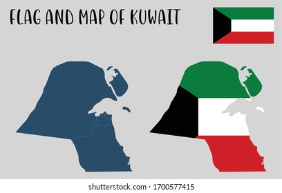 
Flag and Map of Kuwait