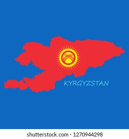 flag map of Kyrgystan