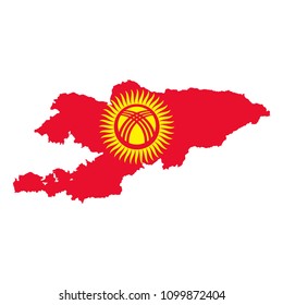 flag map of kyrgyzstan