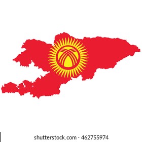 flag map of Kyrgyzstan 