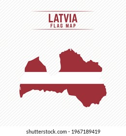 Flag Map of Latvia. Latvia Flag Map