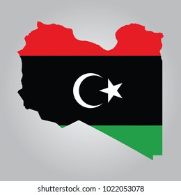 Flag Map of Libya