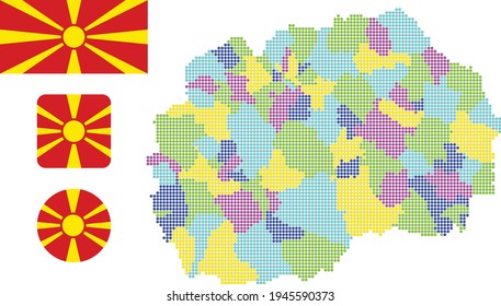 mapa de la bandera y bandera de Macedonia