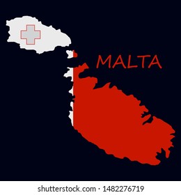 Flag map of Malta earth, geography, illustration, isolated, national, symbol, travel,