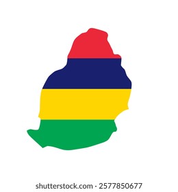 flag map of mauritius. Vector Illustration