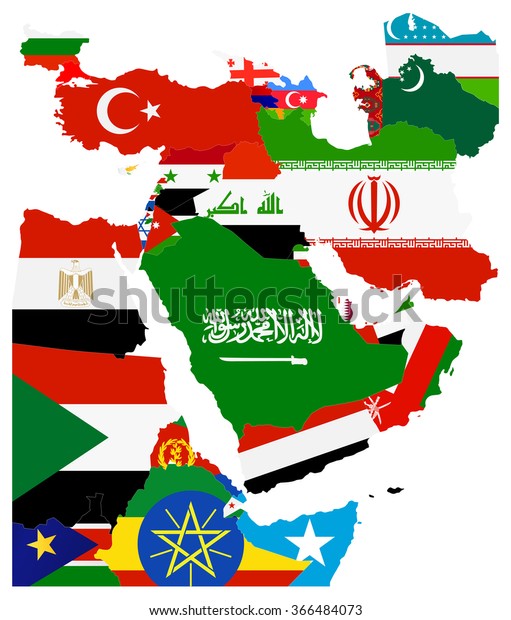 Flag Map Middle East All Elements Stock Vector (Royalty Free) 366484073