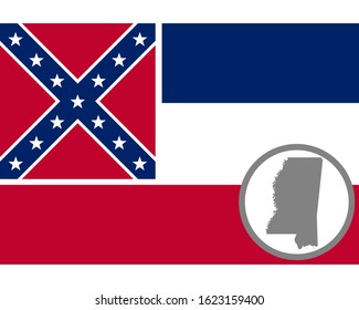 Flag and map of Mississippi