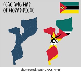 Flag and Map of Mozambique