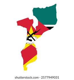 flag map of mozambique. Vector Illustration	