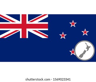 Flag and map of New Zealand