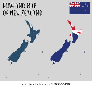 Flag and Map of New Zealand