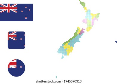 flag map Map and flag of New Zealand