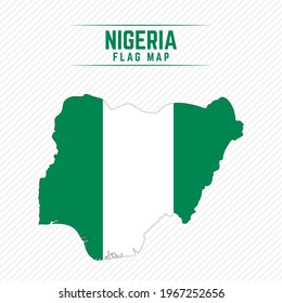 Flag Map of Nigeria. Nigeria Flag Map