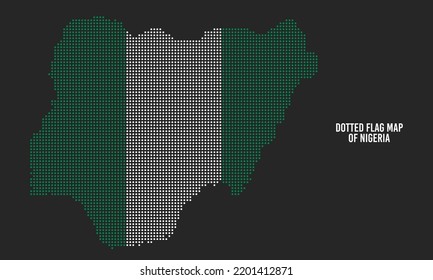 Mapa de la bandera de Nigeria con estilo de tono medio marcado