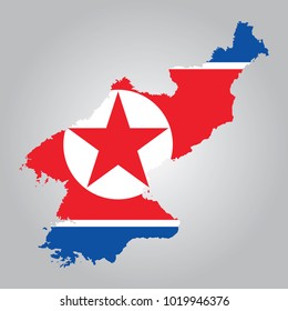 Flag Map of North Korea