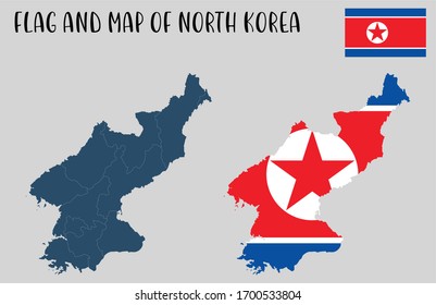 
Flag and Map of North Korea
