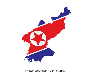 Flag map of North Korea,vector illustration