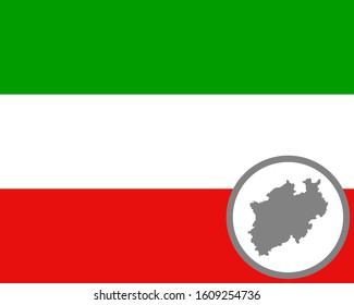 Flag and map of North Rhine-Westfalia