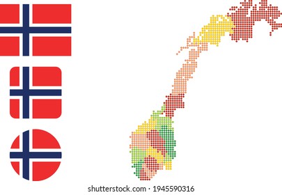 flag map Map and flag of Norway